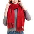 thumbnail image 1 of Black and Friday Clothing Sales Idoravan Women's Knit Scarf Clearance Women's Fashion Winter Warm Scarf Solid Color Scarf Tassel Knitted Scarf Red, 1 of 5