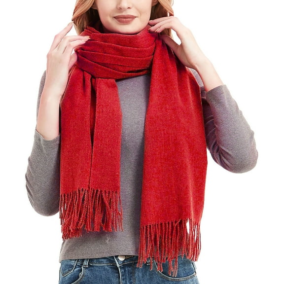 Black and Friday Clothing Sales Idoravan Women's Knit Scarf Clearance Women's Fashion Winter Warm Scarf Solid Color Scarf Tassel Knitted Scarf Red
