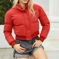 thumbnail image 1 of Black and Friday Clothing Sales Idoravan Women's Quilted Puffer Coat,Woman Short Long Sleeve Stand Collar Warm Casual Bread Down Jacket Red XL, 1 of 7