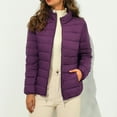 thumbnail image 1 of Black and Friday Clothing Sales Idoravan Women's Quilted Puffer Coat,Women Casual Solid Jacket Outdoor Plus Size Windproof Loose Coat Purple XXXXL, 1 of 9