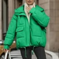 thumbnail image 1 of Black and Friday Clothing Sales Idoravan Women's Quilted Puffer Coat,Women's Fall and Winter Long Sleeved Warm Cotton Jacket Bread Green M, 1 of 7