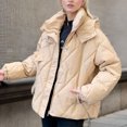 thumbnail image 1 of Black and Friday Clothing Sales Idoravan Women's Quilted Puffer Coat,Women's Fall and Winter Long Sleeved Warm Cotton Jacket Bread Khaki M, 1 of 5