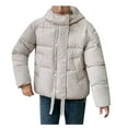 thumbnail image 1 of Black and Friday Clothing Sales Idoravan Women's Quilted Puffer Coat,Women's Fall and Winter Long Sleeved Warm Cotton Jacket Bread White XL, 1 of 3