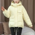 thumbnail image 1 of Black and Friday Clothing Sales Idoravan Women's Quilted Puffer Coat,Women's Fall and Winter Long Sleeved Warm Cotton Jacket Bread Yellow XXXL, 1 of 5