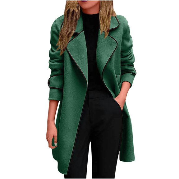 Black and Friday Clothing Sales Idoravan Woolen Coat for Women Clearance Fashion New Women Lady Winter Warm Long Windbreaker Parka Coat Green XXXL