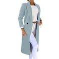thumbnail image 1 of Black and Friday Clothing Sales Idoravan Woolen Coat for Women Clearance Womens Winter Jacket Casual Outwear Cardigan Slim Coat Overcoat Light Blue S, 1 of 5