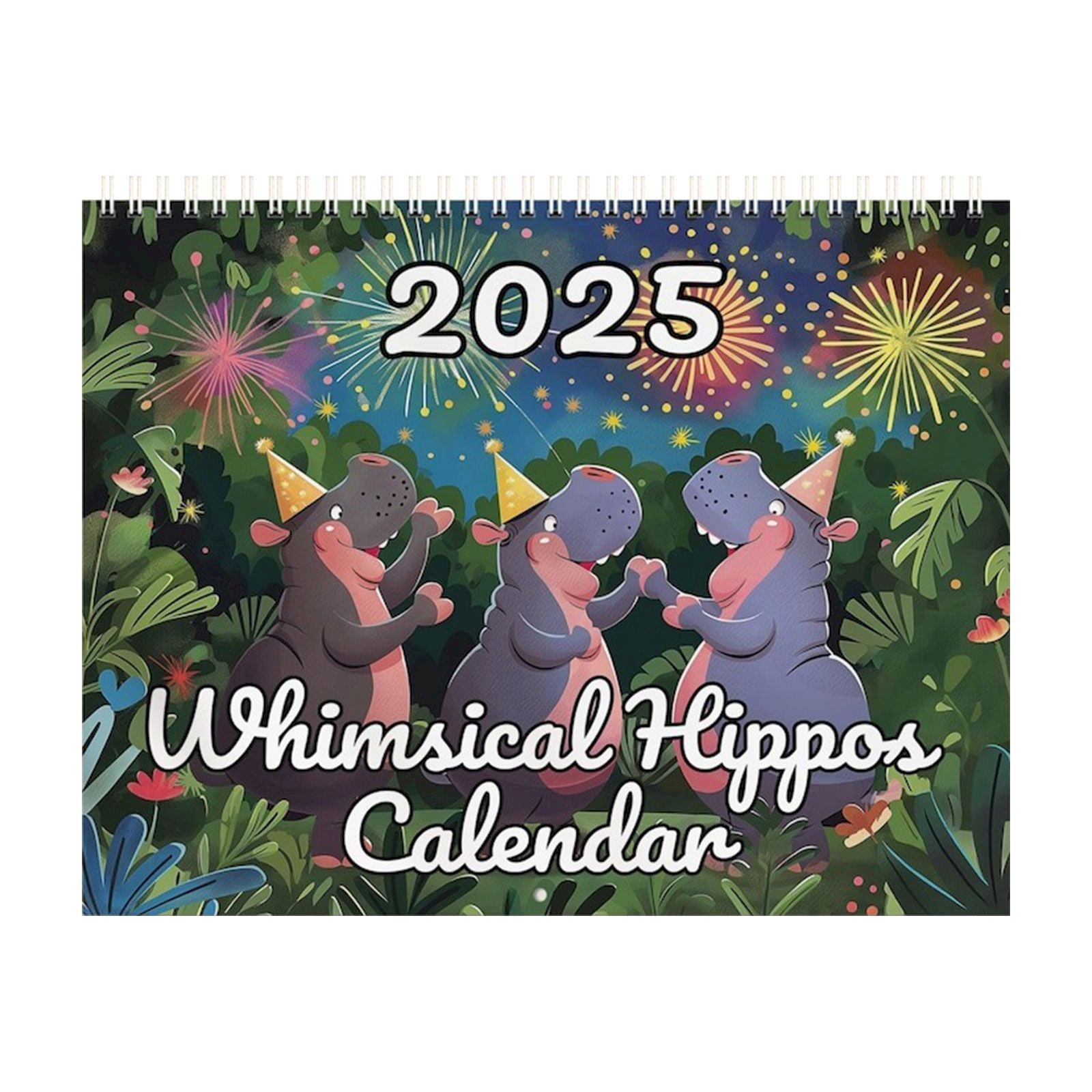 Black and Friday Deal Whimsical Hippos 2025 Calendar，2025 Calendar