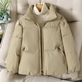 thumbnail image 1 of 2023 Charella Women's Winter Puffer Quilted Jackets Coats Thickened Zip up Warm Crop Quilted Jackets Khaki,M, 1 of 9