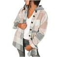 thumbnail image 1 of Black and Friday Deals 2023 Lindreshi Shackets for Women 2023 Fall Fashion Women Tops Long Sleeve Printing Hooded Blouse Pockets Sweatshirt Coat, 1 of 5