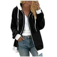 thumbnail image 1 of Lindreshi Shackets for Women 2023 Fall Fashion Women's Zipper V-Neck Pullover Tops Long Sleeve Hooded Blouse Sweatshirt, 1 of 5