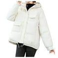 thumbnail image 1 of Spring Savings Clearance Lindreshi Winter Coats for Women Clearance Women Short Hooded Zippers Loose Long Sleeve Bomber Warm Blouse Coat Jackets, 1 of 6