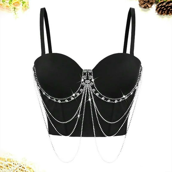 Ofreoo Ladies Premium Sexy White Chain Design Outside Wearing Fishbone Corset Waist