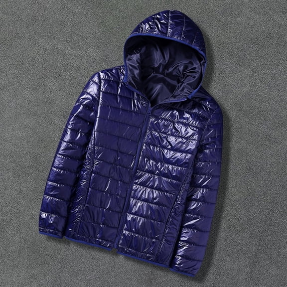 Ofreoo Men's Winter Hooded Down Jacket Zipper Cardigan Pocket Long Sleeve Padded Jacket Coat