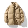 thumbnail image 1 of Ofreoo Men's Winter Solid Color Stand Collar Down Jacket Zipper Cardigan Pocket Long Sleeve Padded Jacket Coat, 1 of 3