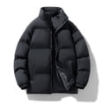 thumbnail image 1 of PiGOGI Trench Coat Men Men's Casual Sports Daily Outdoor Stand Collar Long Sleeve Jacket Black, 1 of 3