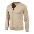 thumbnail image 1 of Black and Friday Deals 50% Off Clear! PiGOGI Trench Coat Men Men's Fashionable Solid Color Cardigan Pocket Button Knit Sweater Jacket Beige, 1 of 7