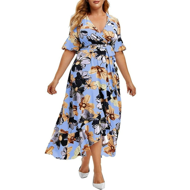 Plus Size Print Printing V Neck Printed Dress Dresses Plus Size Print Printing V Neck Printed Dress Dresses