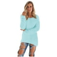 thumbnail image 1 of Black and Friday Deals 50% Off Clear! asdoklhq Womens Plus Size Tops Clearance,Womens Casual O-neck Solid Long Sleeve Jumper Sweaters Blouse Tops, 1 of 5