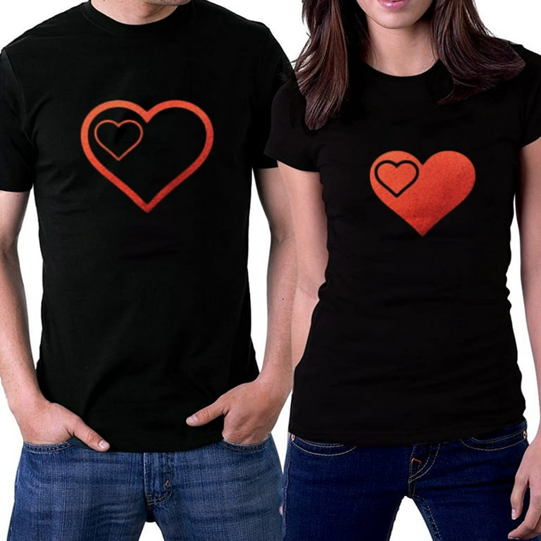 Matching Couple Love - LO VE - Valentine T-Shirt Couples Matching Shirts  Letter Print Love Couple T-Shirt Short Sleeve Blouse(G#Red,X-Large)