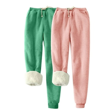 CaiJunJia Clearance No Boundaries 2 Pack Women's Fleece Lined Sweatpants Winter Thermal Joggers Drawstring Athletic Lounge Trousers