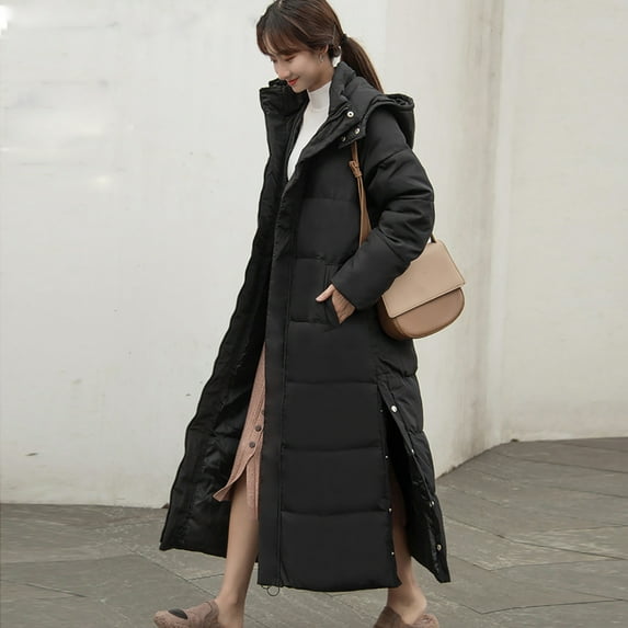 Black and Friday Deals Clearance Turilly Winter Fashion Woman Lengthened and Thickened Medium Length Down Cotton Jacket