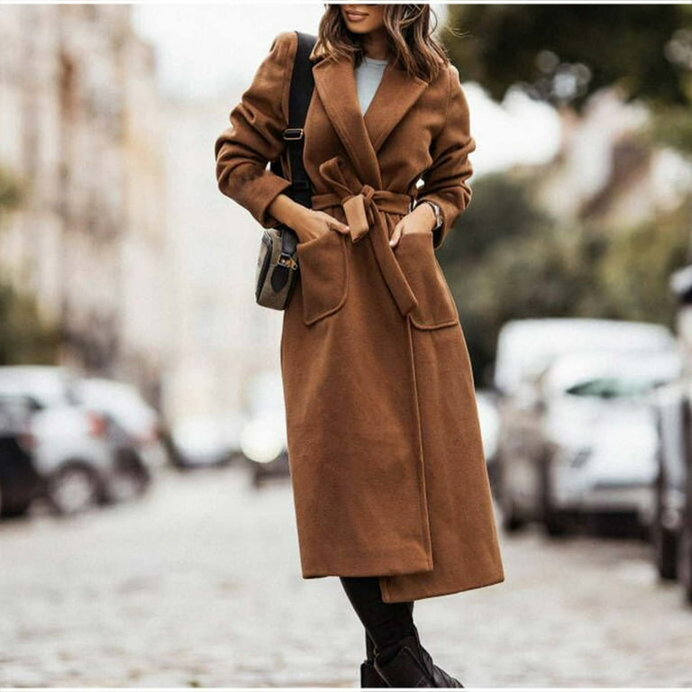 Fashion Bandage Long Sleeve Women's Woolen Coat Fashion Bandage Long Sleeve Women's Woolen Coat