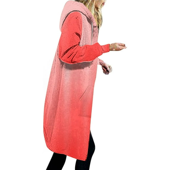 Black and Friday Deals Clearance under $15 Turilly Women's Coats and Jackets on Sale Women's Gradient Loose Long Sleeve Hoodie Sweater Top Long Coat