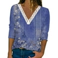 thumbnail image 1 of LEAVINGSUO Blouses for Women Clearance Fashion Woman V Neck Long Sleeve T Shirt AutumnBlouse Tops Sweatshirt, 1 of 5