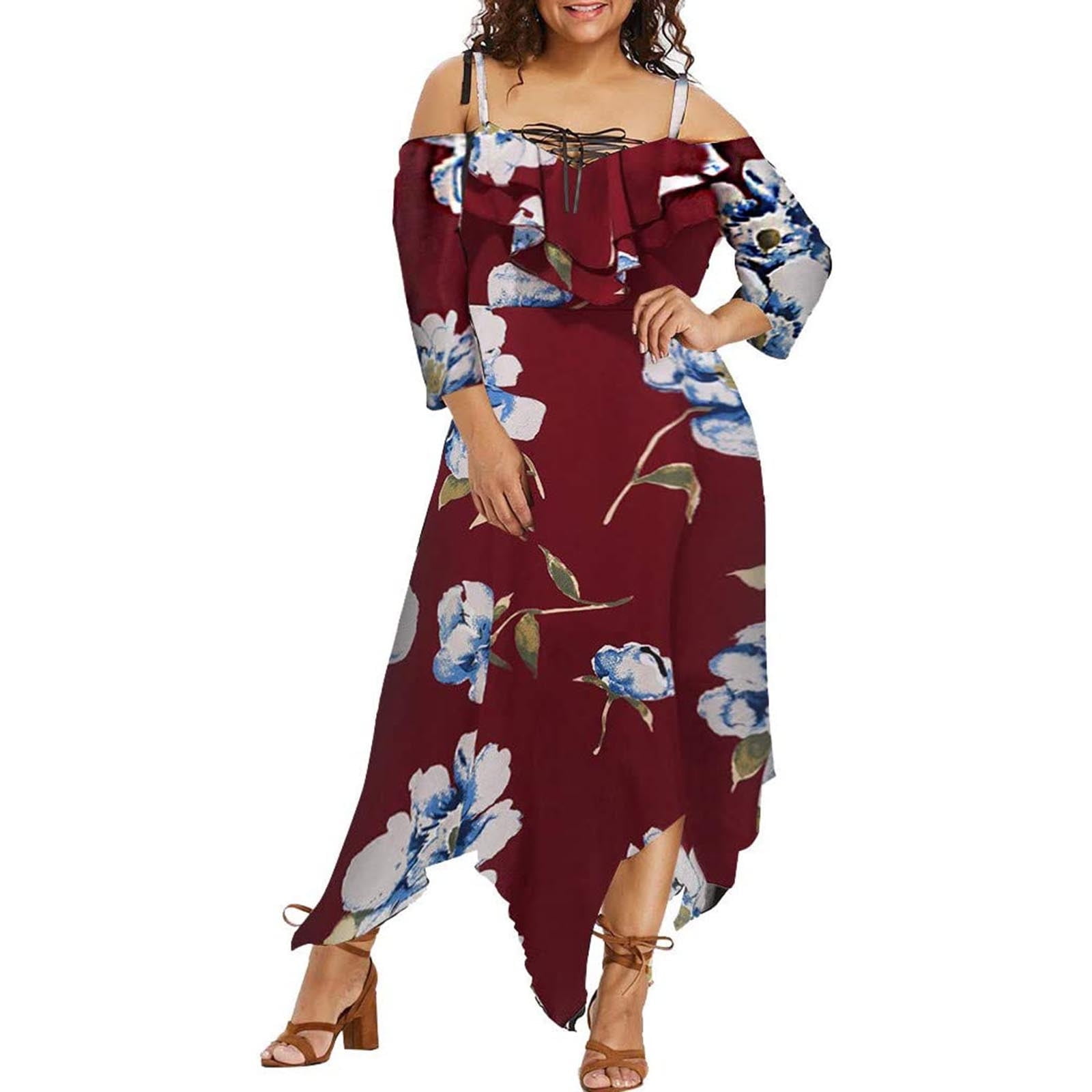 Black and Friday Deals Clothing Fjofpr Womens Dresses Plus Size Floral