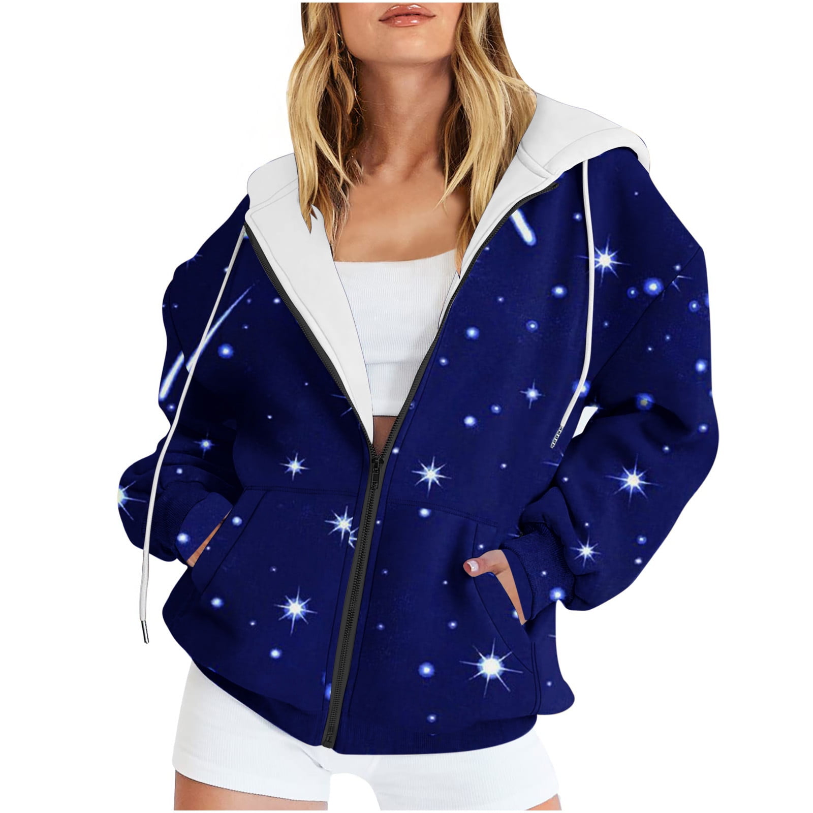 Black and Friday Deals Hoodies For Women Solid Zipper Cardigan Long