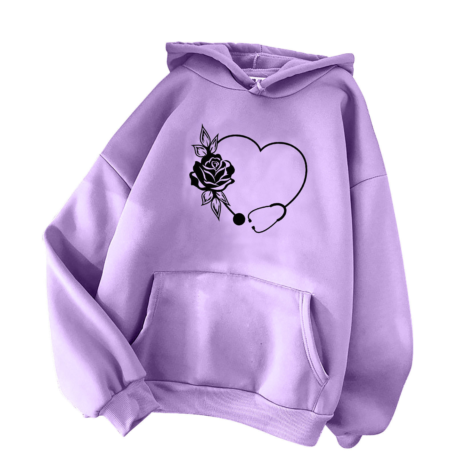 Black and Friday Deals Hoodies for Women Heart Print Cropped Sweatshirts Casual Long Sleeve