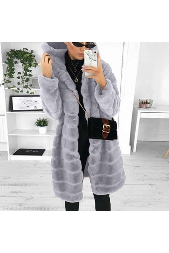 Summer Clothes Idoravan 2023 Winter Coats for Women,Womens Faux-Fur' Gilet Long Sleeve Waistcoat Body Warmer Jacket Coat Outwear Gray XXXL