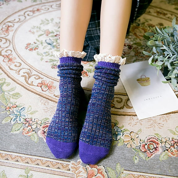 Clothes Idoravan Winter Socks for Women Winter Women Socks Middle Tube forestry Mori Lace Stocking