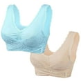 thumbnail image 1 of Summer Idoravan Wireless Bras for Women 2PC Women's Embroidered Glossy Comfortable Breathable Bra Underwear No Rims Beige S, 1 of 5