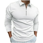 TIMEGARD Black and Friday Deals Mens Long Sleeve Shirts Casual Solid Turndown Pullover Sweatshirts Zipper High Elastic Soft Fall Tops