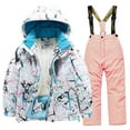 thumbnail image 1 of Deals Ski Suits for Kids, 3-15Years Fashion Children's Casual Coat Watertightness Printing Hooded Hardshell Jacket, 1 of 3