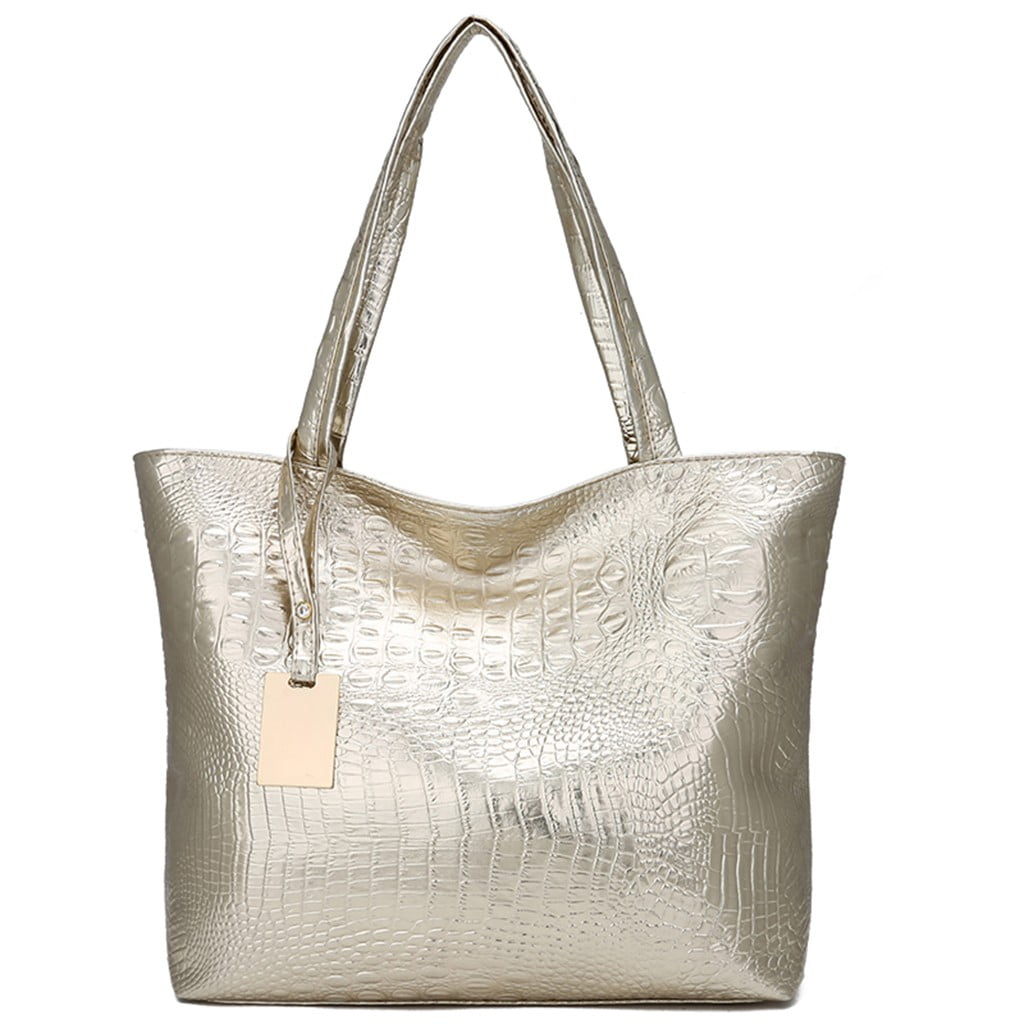 Silver Shoulder Tote Bag Funky Double Handle