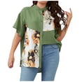 thumbnail image 1 of Black and Friday Deals Women's Plus Buttons Blouses Short Sleeve Lapel V Neck Loose Casual Shirts Oversize Cotton Linen Blouses Summer Green,XL, 1 of 7