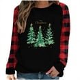 thumbnail image 1 of gakvbuo Christmas Sweatshirt for Women Crewneck Print Long Sleeve Blouse Pullover Sweater Tunic Tops Hoodless Shoulder Sweatshirt Gifts for Christmas, 1 of 4