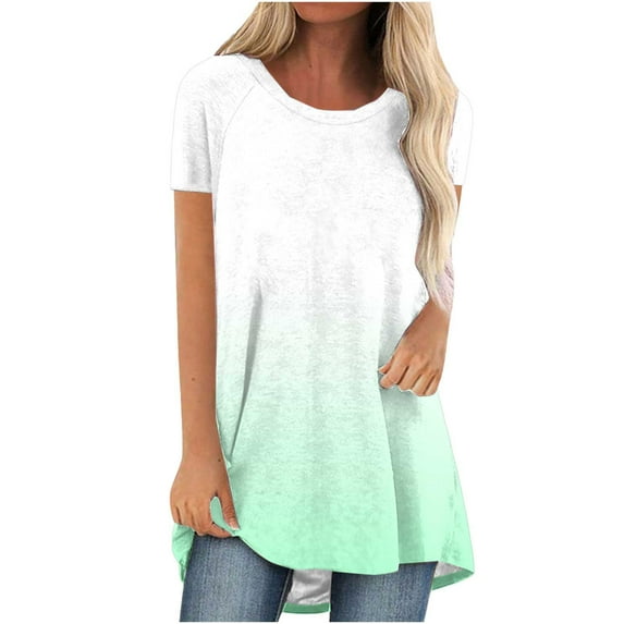 Black and Friday Deals under 10.00 LYXSSBYX Womens Plus Size Tops Clearance Women's Fashion Summer Round Neck Leisure Short Sleeve Printing Tops