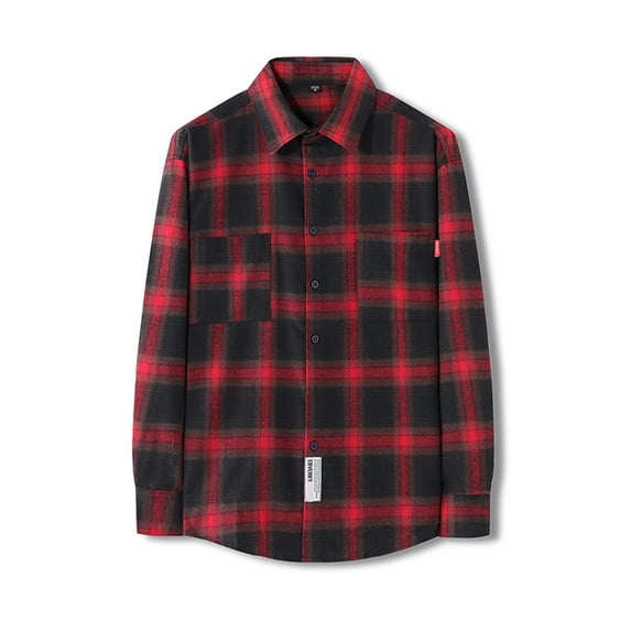 Black and Friday Mens Clothing Under $1 Fayshow0 The New Men'S Regular-Fit Long-Sleeve Plaid Flannel Shirt Fashion Casual,Red M
