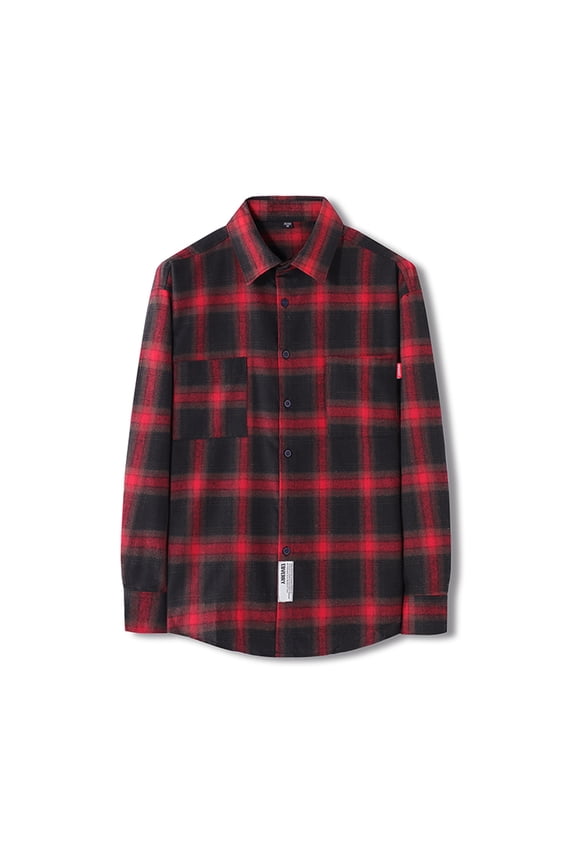 Black and Friday Mens Clothing Under $1 Fayshow0 The New Men'S Regular-Fit Long-Sleeve Plaid Flannel Shirt Fashion Casual,Red Xl