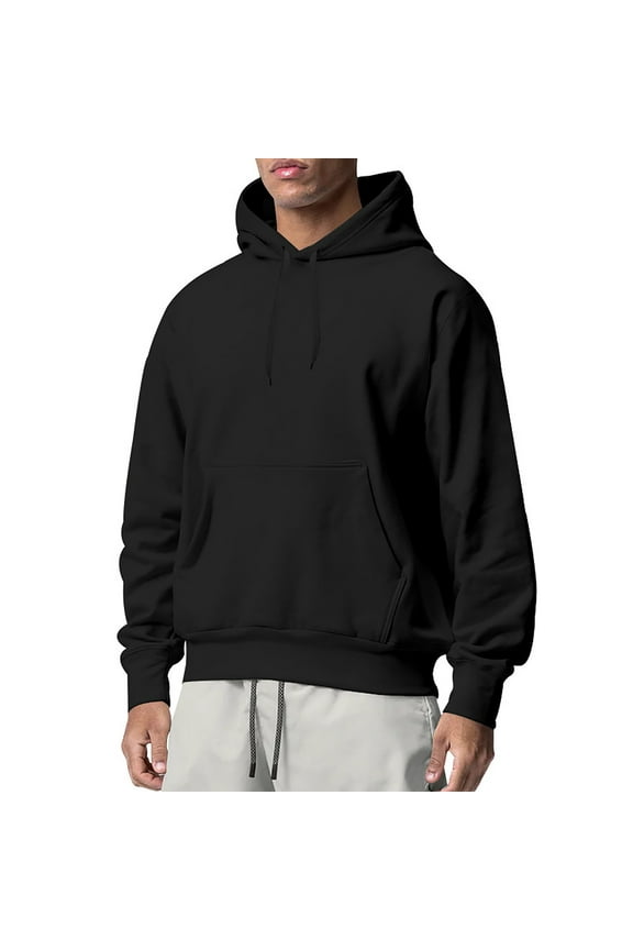 Black and Friday Under $20 Fayshow0 Men'S Casual Pullover Top with Suede Solid Color Loose Fitting Men'S Long Sleeved Lapel Top/Shirt,Black Xl