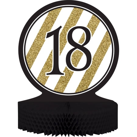 Black and Gold 18th Birthday Centerpiece