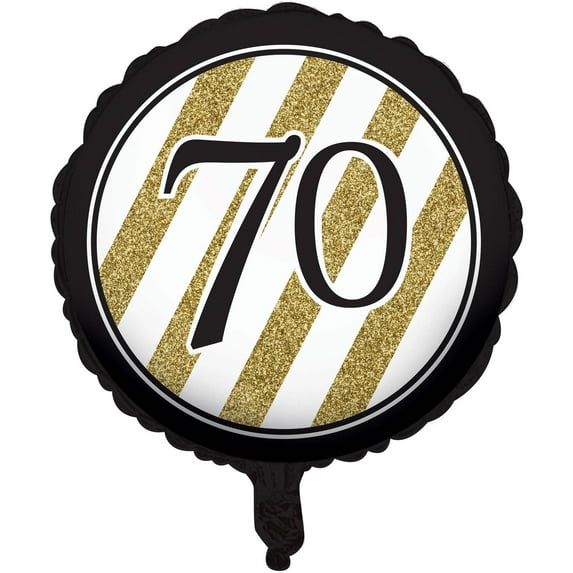 Black and Gold 70th Birthday Mylar Balloon