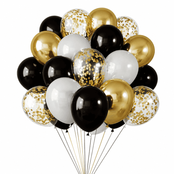 30PCS Black and Gold Balloons, 12 Inch Black and Gold Party Decorations for Graduation, New Years, Wedding, Engagement Party