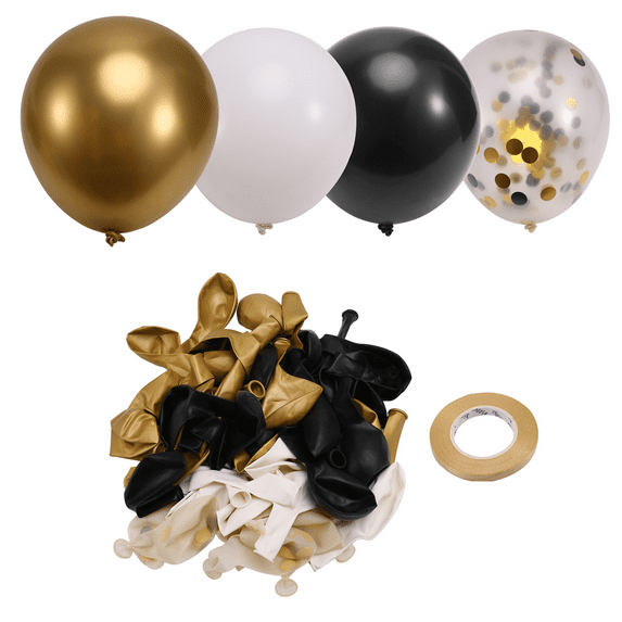 Black and Gold Balloons, 67pcs 12 Inches Black White and Gold Confetti Balloons for Birthday, Wedding,New Year