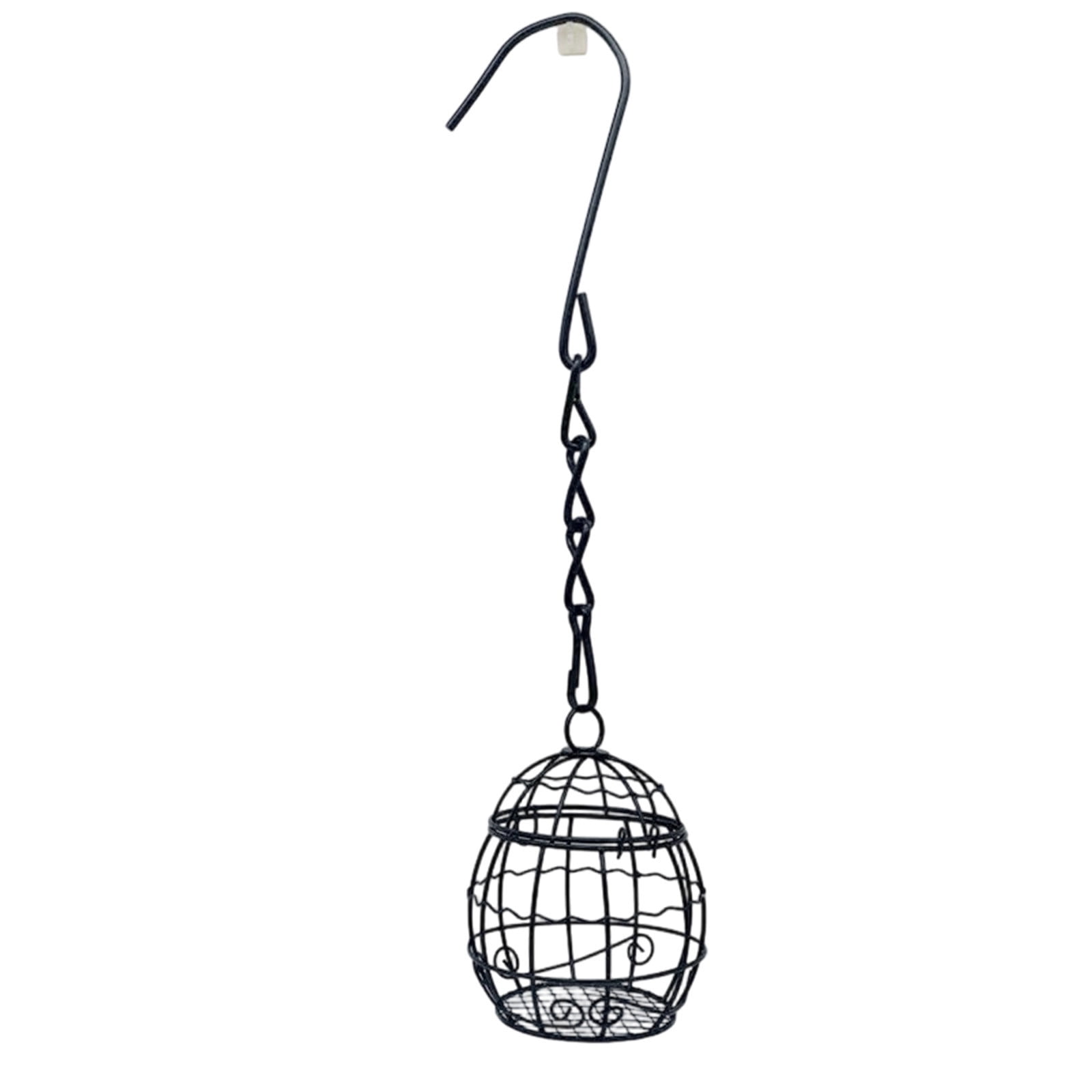Black and Gold Birdcage Feeder, Hanging Spherical Garden Courtyard Bird Feeder, Metal Mesh Bird Feeding Station for Outdoor Yard Patio Decoration