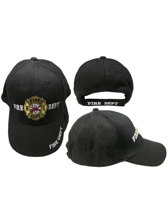 Black and Gold Fire Department Firefighters Fire Fighters Cap Hat