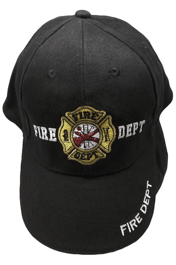 Black and Gold Fire Department Firefighters Fire Fighters Cap Hat